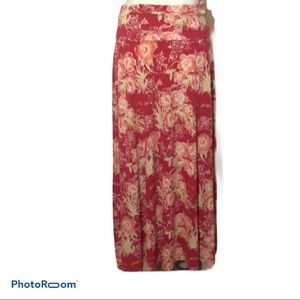 LuLaRoe Red Floral Tropical Maxi Skirt size XS